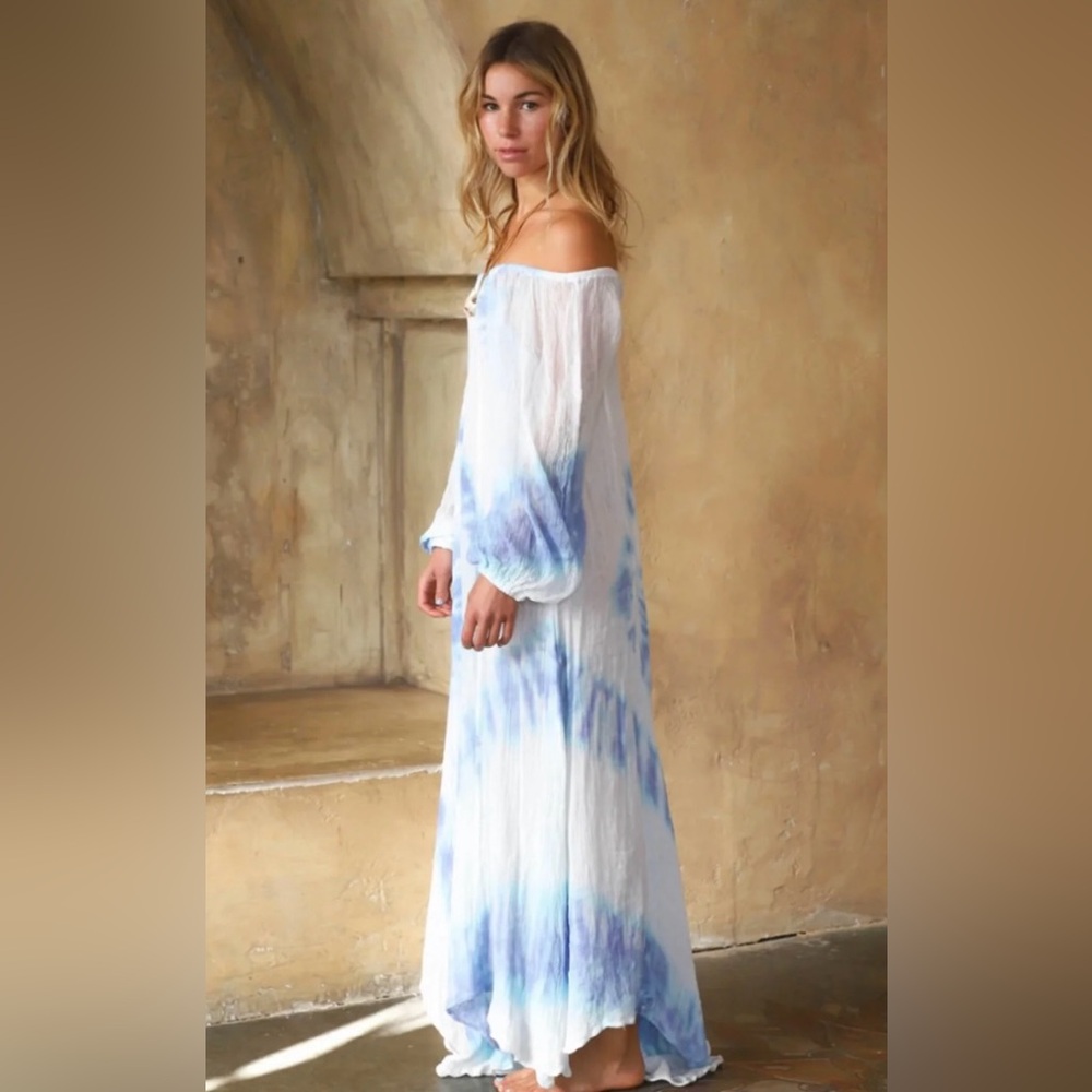 Jen’s Pirate Booty Blue and White Tie-Dye Maxi Dress - Picture 7 of 10